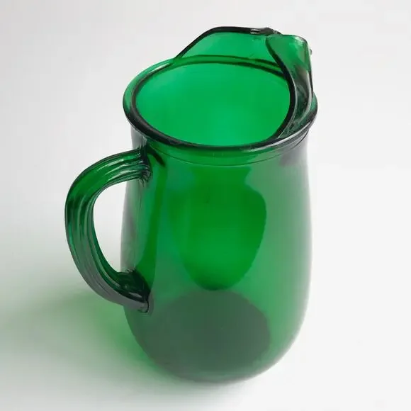 Vintage MCM Anchor Hocking Emerald Green Glass Water Pitcher 5 Cup Juice Drink - Picture 3 of 15